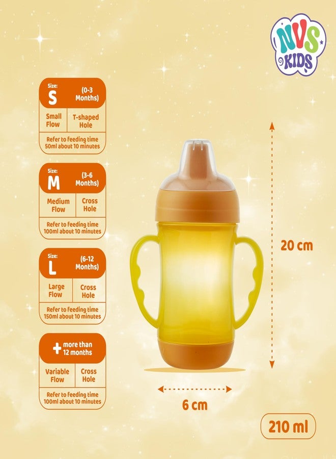 NVS KIDS Baby Spout Cup Sipper 240ml for Babies, Infants & Toddlers | Anti-Spill Sippy Cup with Soft Silicone Spout | BPA Free, Safe & Durable for Kids (Yellow) - Image 2