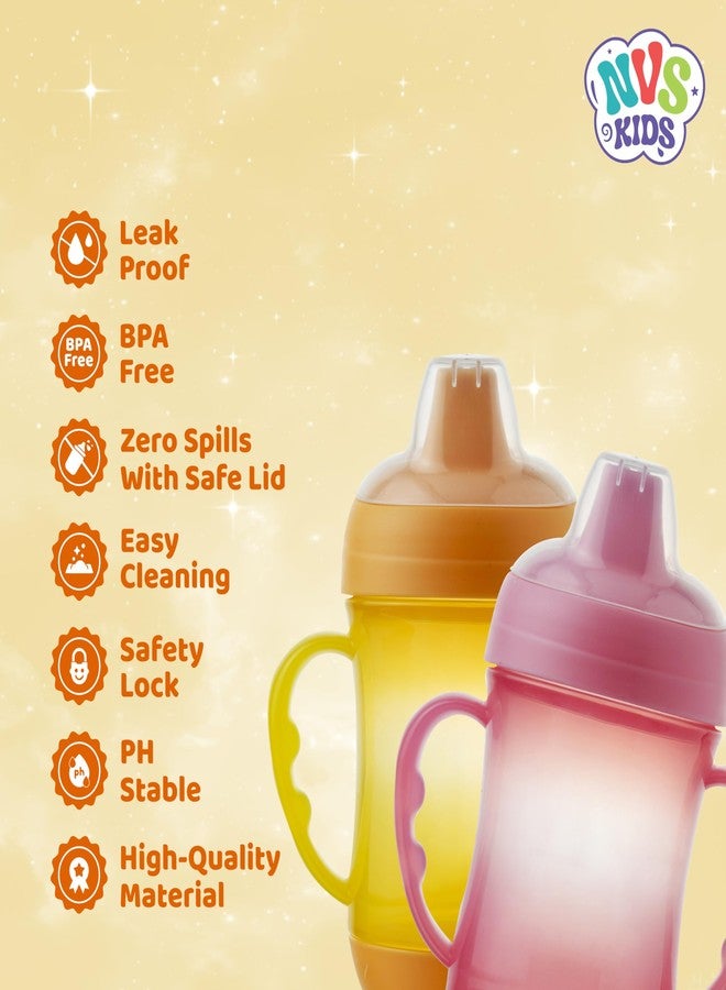 NVS KIDS Baby Spout Cup Sipper 240ml for Babies, Infants & Toddlers | Anti-Spill Sippy Cup with Soft Silicone Spout | BPA Free, Safe & Durable for Kids (Yellow) - Image 5
