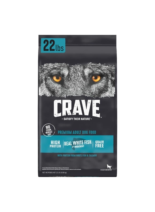 CRAVE Grain Free High Protein Adult Dry Dog Food, White Fish & Salmon, 22 lb. Bag - Image 1