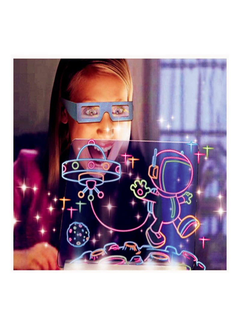 3D Drawing Tablet, Writing Tablet for Dimensional LED Glow Toys, Erasable Drawing Tablet for Kids, Translucent Light Up Doodle Board, Educational Learning Toys for Boys  Girls(Without Battery) - Image 2