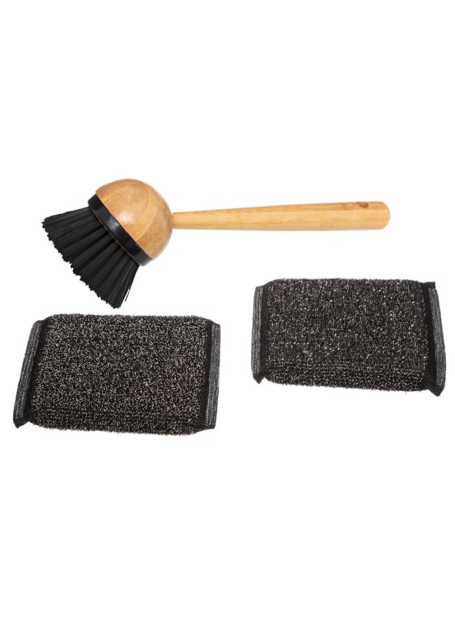 Five Simply Smart Bamboo Soap Dispenser with Brush and Sponge Multicolour 17 x 11.2 x 12 cm 167770 - Image 2