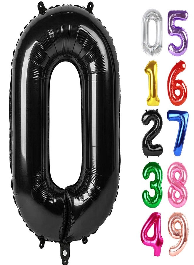 IWERP Black Number 0 Balloon 40 Inch, 0 Balloon Number for 10th 20th 30th 40th 50th 60th Birthday Decorations, Black Party Supplies - Image 1