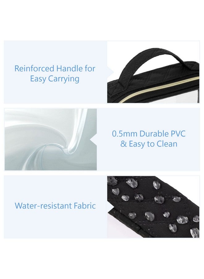PACKISM TSA Approved Toiletry Bag, 3 Pack Clear Makeup Bags with Handle Large Opening, Clear, Fit Carry-on Travel Essentials, Quart-sized Clear Travel Bags, Black - Image 4