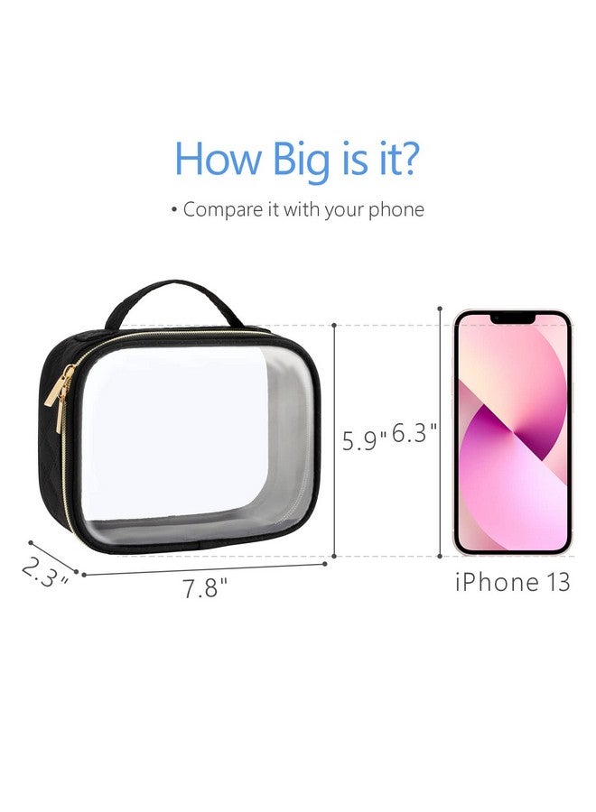 PACKISM TSA Approved Toiletry Bag, 3 Pack Clear Makeup Bags with Handle Large Opening, Clear, Fit Carry-on Travel Essentials, Quart-sized Clear Travel Bags, Black - Image 3