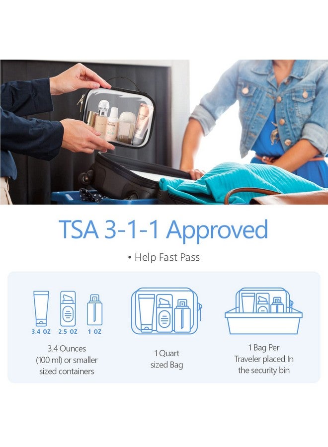 PACKISM TSA Approved Toiletry Bag, 3 Pack Clear Makeup Bags with Handle Large Opening, Clear, Fit Carry-on Travel Essentials, Quart-sized Clear Travel Bags, Black - Image 2