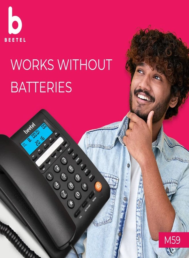 بيتل هاتف أرضي سلكي من نوع Beetel M59N مزود بخاصية معرفة المتصل وشاشة LCD مكونة من 16 رقمًا وتباين قابل للتعديل، و10 أزرار ذاكرة تعمل بلمسة واحدة، ومكبر صوت ثنائي الاتجاه، وخاصية تشغيل الموسيقى أثناء الانتظار، وجودة تصنيع متينة، وتصميم كلاسيكي (أسود) (M59N) - Image 4