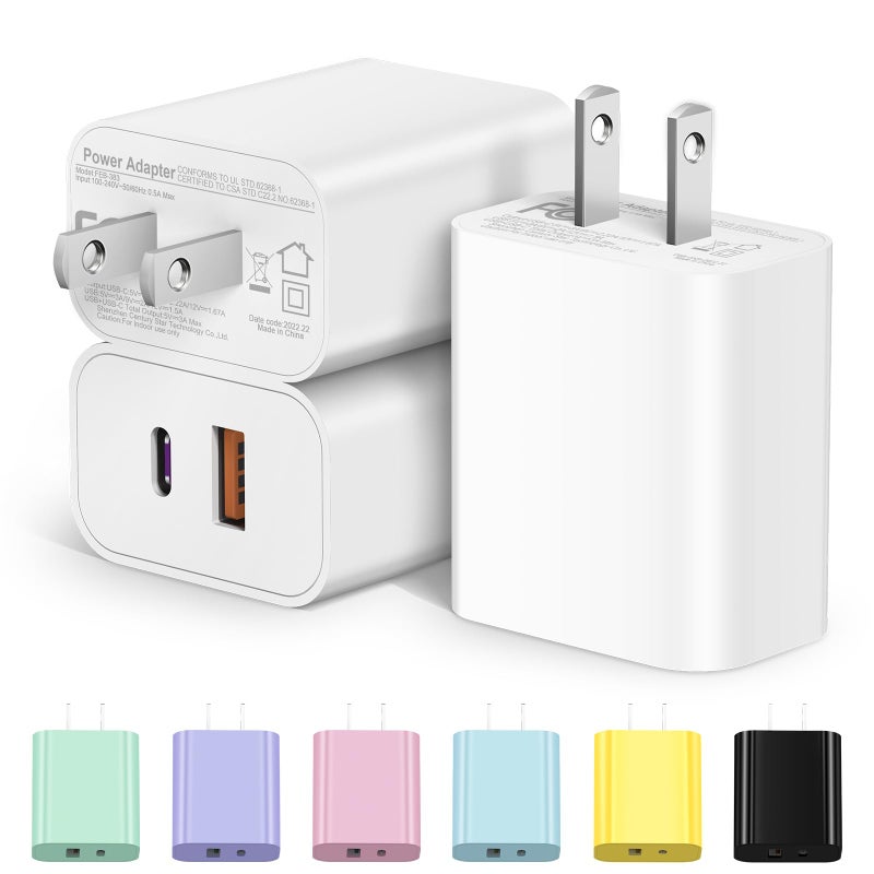 ROMITAZ [3 Pack] USB C Charger Block Fast Charging Multiport Adpater iPhone 17 Charger Block 20W USB-C & USB-A Port for iPhone 17/16/15/14/13/12/11/X/8 iPad, Google Pxel, Samsung Galaxy - Image 1
