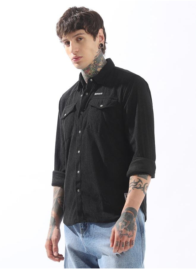 HIGH STAR Men Releaxed Fit Textured Checked Utility Casual Shirt  - Image 3