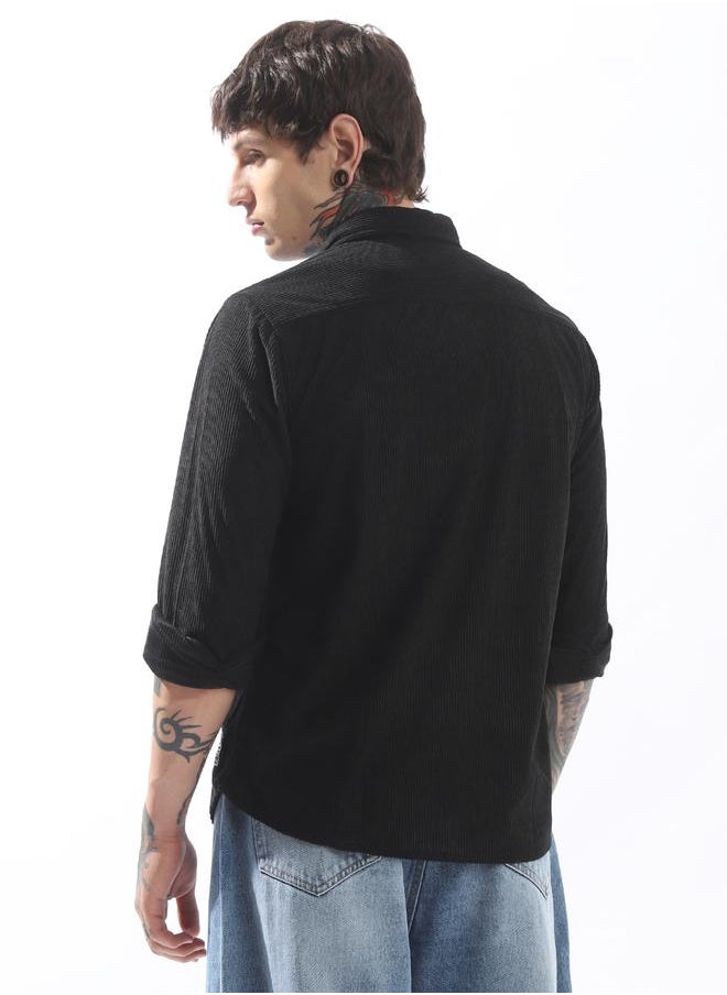 HIGH STAR Men Releaxed Fit Textured Checked Utility Casual Shirt  - Image 5