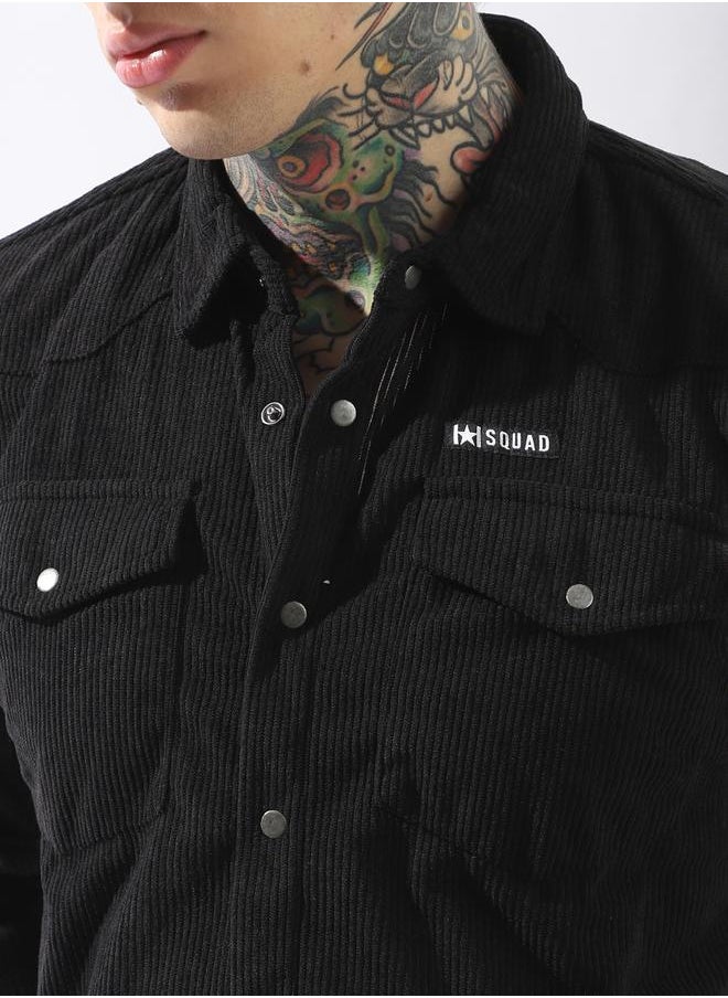 HIGH STAR - Men Releaxed Fit Textured Checked Utility Casual Shirt - Image 1