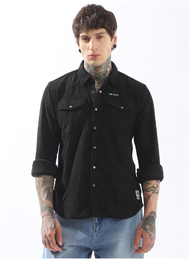 HIGH STAR - Men Releaxed Fit Textured Checked Utility Casual Shirt - Image 1