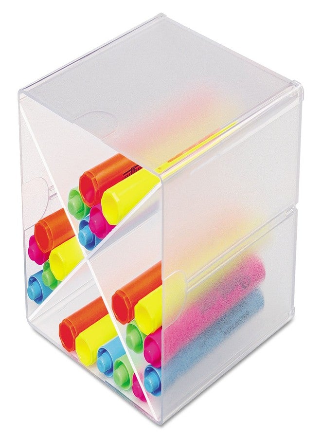 deflecto 350201 Desk Cube with "X" Dividers, Clear Plastic, 6 x 7-1/5 x 6 - Image 1