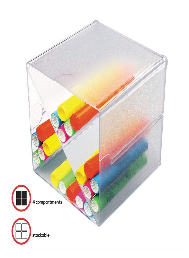 deflecto 350201 Desk Cube with "X" Dividers, Clear Plastic, 6 x 7-1/5 x 6 - Image 3