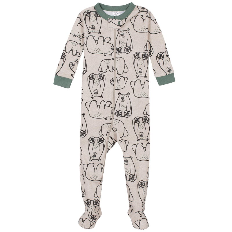 Gerber Baby Boys 4-Pack Footed Pajamas, Bears & Trucks Grey, 12 Months - Image 3