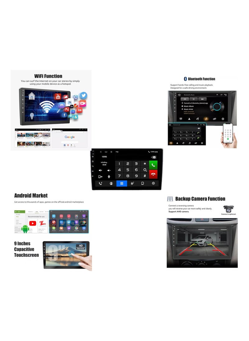 TACPRO - 9-Inch Android Car Stereo Display, 2GB/32GB, IPS Touchscreen, GPS Navigation, CarPlay Support, Bluetooth, Built-in Cooling Fan, 1-Year Warranty - Image 1
