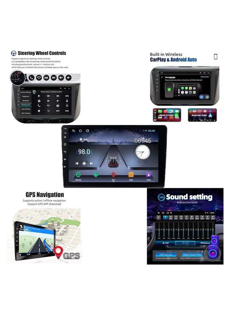 TACPRO - 9-Inch Android Car Stereo Display, 2GB/32GB, IPS Touchscreen, GPS Navigation, CarPlay Support, Bluetooth, Built-in Cooling Fan, 1-Year Warranty - Image 1