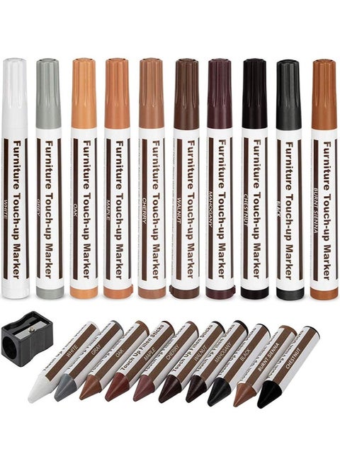 Set of 21 Furniture Repair Kit with Touch-up Marker, Touch Up Fillen Sticks and Sharpener