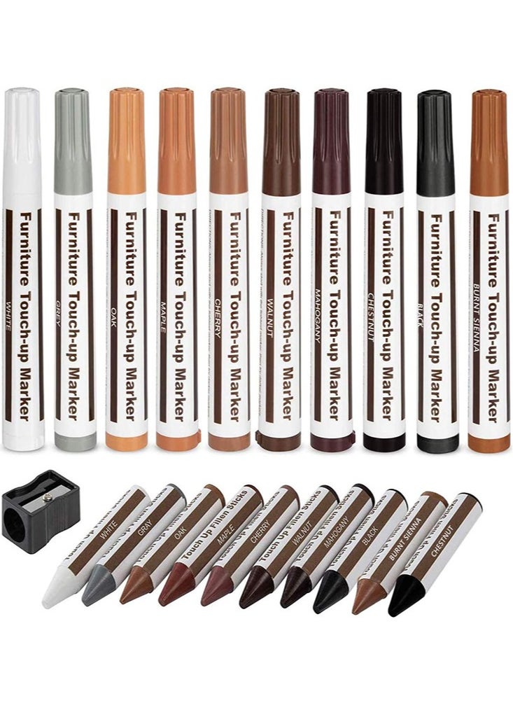 Perfii - Set of 21 Furniture Repair Kit with Touch-up Marker, Touch Up Fillen Sticks and Sharpener - Image 1