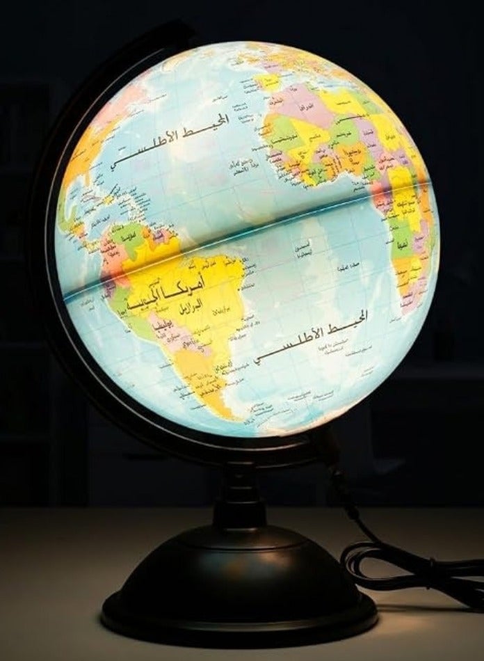 Interactive Illuminated Educational World Globe with LED Light & Accurate Arabic Map - USB Powered - Image 4