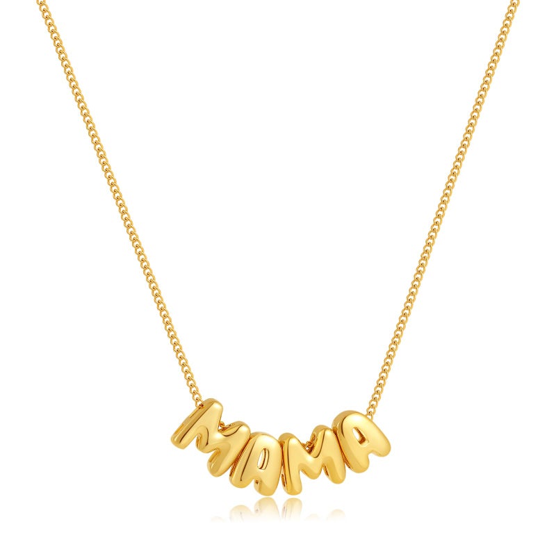 SLOONG Mama Necklace for Women, Mother's Day Gift for Mom Letter Necklace 18K Gold Plated Dainty Mother and Daughter Matching Gift for New Mom Boyfriends Mama (Gold) - Image 2