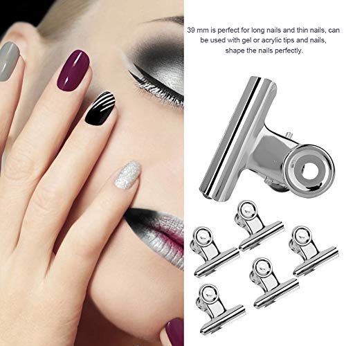 HURRISE 5Pcs Stainless Curve C Nail Extension Clips, Multi-Functional Pinching Bag File Clips for Pictures, False Nails Gel Tool Base Top Coat - Image 3