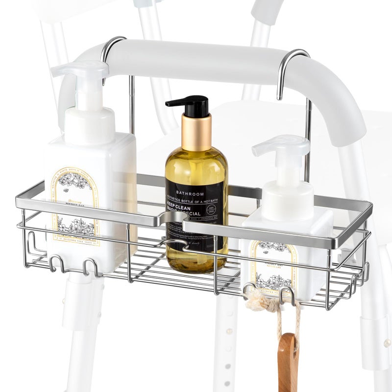DELLAN Hanging Shower Caddy Shower Rack with Hooks for Shower  Bath Chair Bathroom Shower Basket for Elderly Pregnant Handicap Patient