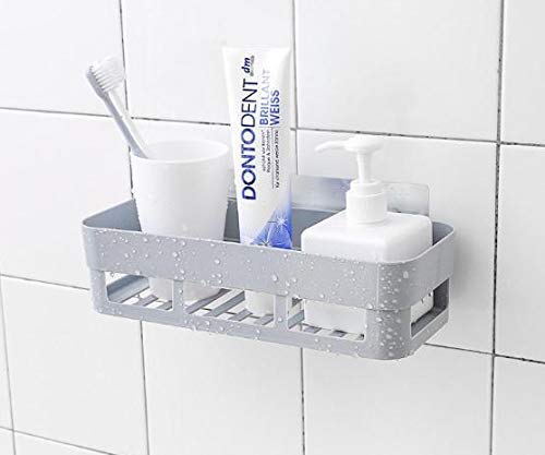 KIDINGTON Plastic Inter Design Bathroom Kitchen Organize Shelf Rack Shower Corner Caddy Basket with Sticker No Drilling Required MaterialPlastic colorwhite - Image 4