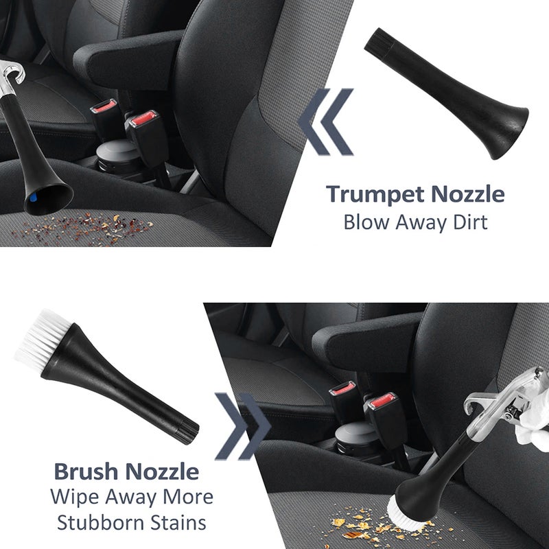 Car Cleaning, High Pressure Air Blow with 2 Nozzles Tornador Blow Car Detailing Dry Washing with Brush for Vehicle Upholstery Carpet Seat - Image 2