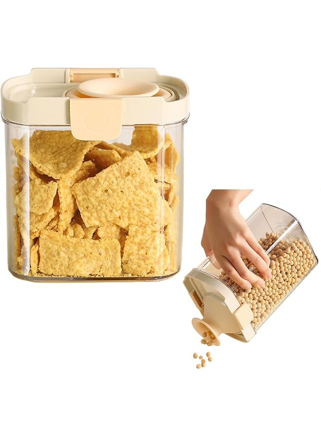 كاست ويف حاوية تخزين طعام محكمة الغلق وقابلة للتوسع مع منفذ تفريغ، موزع أرز وحبوب مريح، علبة طعام للحيوانات الأليفة (1350 مل/45 أونصة)