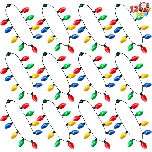 JOYIN 12 Packs Christmas LED Light Up Bulb Necklaces 9 Bulbs LED Necklaces Holiday Costume Accessories for Christmas Xmas Party Favor Party Supply - Image 1