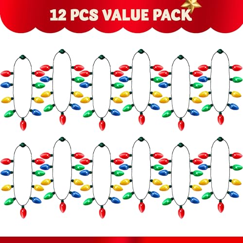 JOYIN 12 Packs Christmas LED Light Up Bulb Necklaces 9 Bulbs LED Necklaces Holiday Costume Accessories for Christmas Xmas Party Favor Party Supply - Image 5
