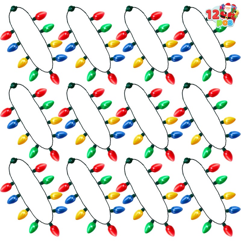 JOYIN 12 Packs Christmas LED Light Up Bulb Necklaces 9 Bulbs LED Necklaces Holiday Costume Accessories for Christmas Xmas Party Favor Party Supply - Image 2