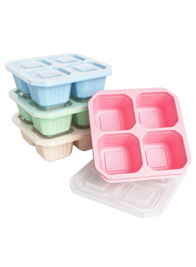 إسكدنيا حزمة من 4 صناديق البينتو للوجبات الخفيفة صناديق الغداء مستودعات لتقسيم الطعام للعمل والسفر والمدرسة - Image 1