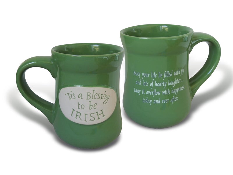 Abbey + CA Gift Abbey Gift Tis a Blessing to Be Irish Pottery Mug Green 16 oz - Image 1