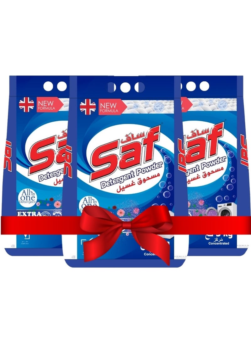 SAF SAF Detergent Powder 3kg, Blue Pack of 3 - Powerful Laundry Cleaning Solution for Brighter Clothes  - Image 1