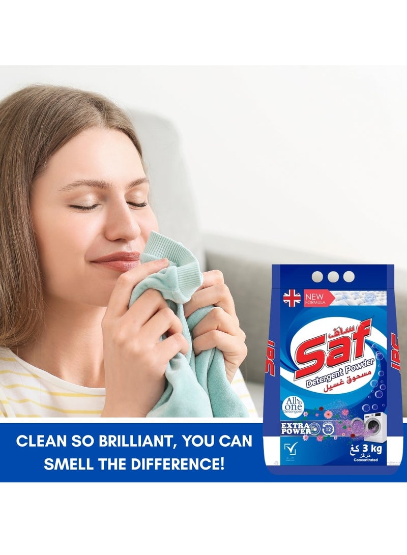SAF SAF Detergent Powder 3kg, Blue Pack of 3 - Powerful Laundry Cleaning Solution for Brighter Clothes  - Image 5