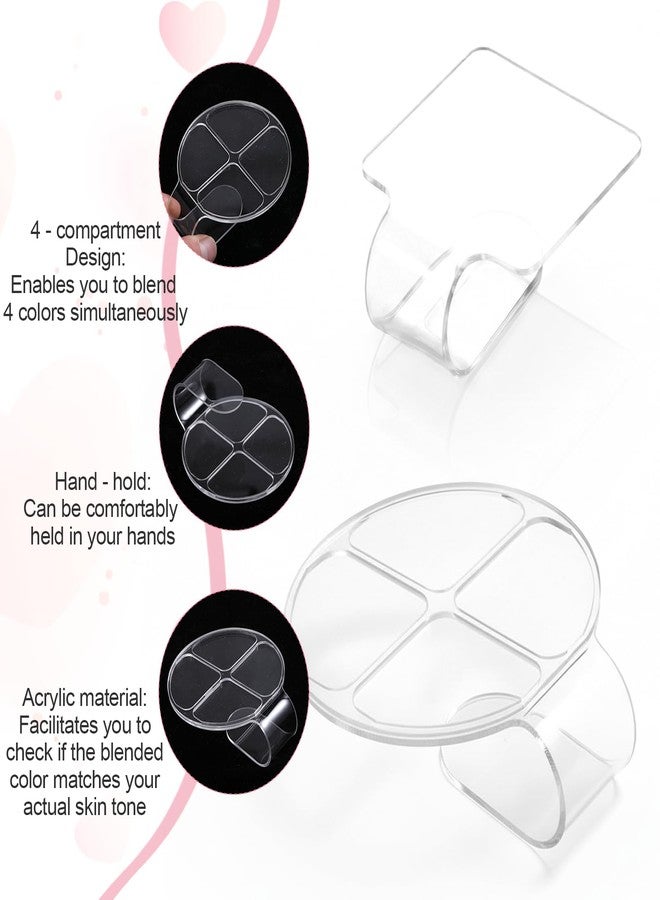 Xyembu 2 Pcs Handheld Acrylic Makeup Palette Clear Foundation Mixing Palette Nail Art Manicure Tray Eyeshadow Hand Cosmetic Makeup Hand Palettes for Beauty Salon Color Cream Mixing Foundation Blending - Image 5