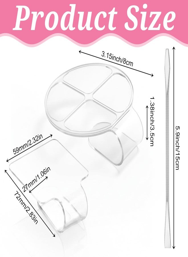 Xyembu 2 Pcs Handheld Acrylic Makeup Palette Clear Foundation Mixing Palette Nail Art Manicure Tray Eyeshadow Hand Cosmetic Makeup Hand Palettes for Beauty Salon Color Cream Mixing Foundation Blending - Image 2