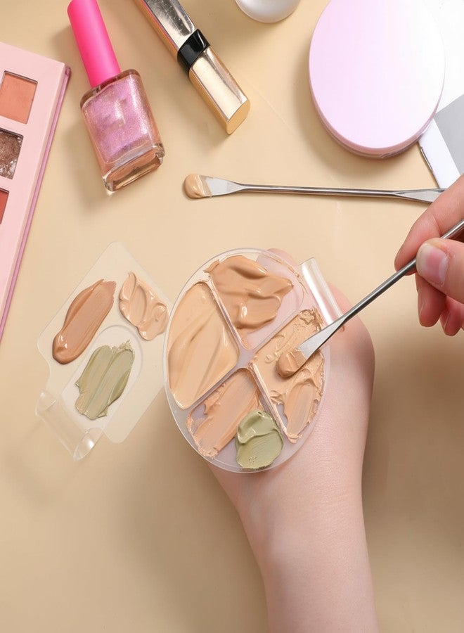 Xyembu 2 Pcs Handheld Acrylic Makeup Palette Clear Foundation Mixing Palette Nail Art Manicure Tray Eyeshadow Hand Cosmetic Makeup Hand Palettes for Beauty Salon Color Cream Mixing Foundation Blending - Image 4