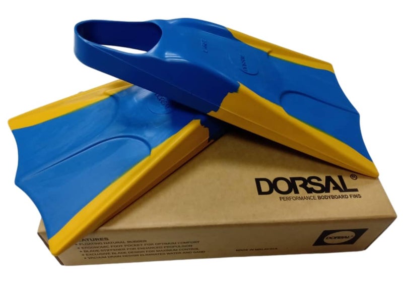 DORSAL Bodyboard Bodysurfing Floating Swimfins Flippers BlueYellow Small Mens US Size 78