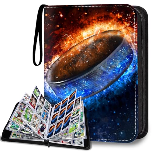 HESPLUS 900 Pockets Hockey Card Binder, Hockey Trading Cards Display Case with Card Sleeves Card Holder Protectors Set for Sports Cards, Baseball Football Basketball Cards, Game Cards Collector Album - Image 1