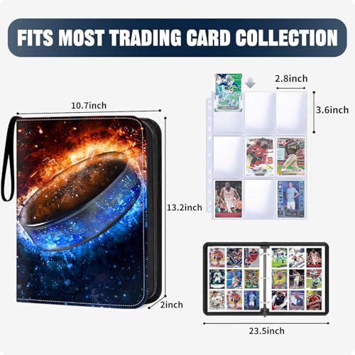 HESPLUS 900 Pockets Hockey Card Binder, Hockey Trading Cards Display Case with Card Sleeves Card Holder Protectors Set for Sports Cards, Baseball Football Basketball Cards, Game Cards Collector Album - Image 2