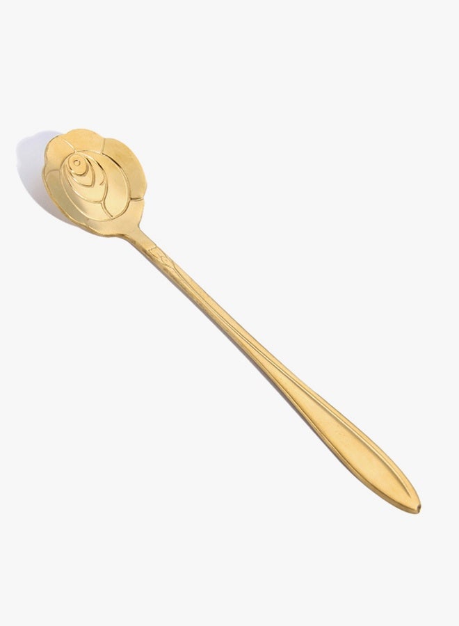 Stainless Steel Spoons Set, 4 Creative Long Spoons, Stainless Steel Cherry Blossom Spoon, Flower Coffee Spoon, Golden Flower Spoon - Image 4