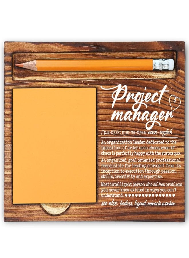 MFOMFO Thank You Appreciation Gifts for Project Manager Leader, Going Away Gift Retirement Gift for Project Manager PM Boss Team Lead, Farmhouse Wood Motivational Self-Stick Note Pad Holders-LBB137 - Image 1