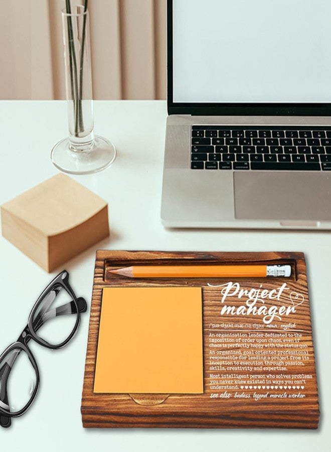 MFOMFO Thank You Appreciation Gifts for Project Manager Leader, Going Away Gift Retirement Gift for Project Manager PM Boss Team Lead, Farmhouse Wood Motivational Self-Stick Note Pad Holders-LBB137 - Image 3