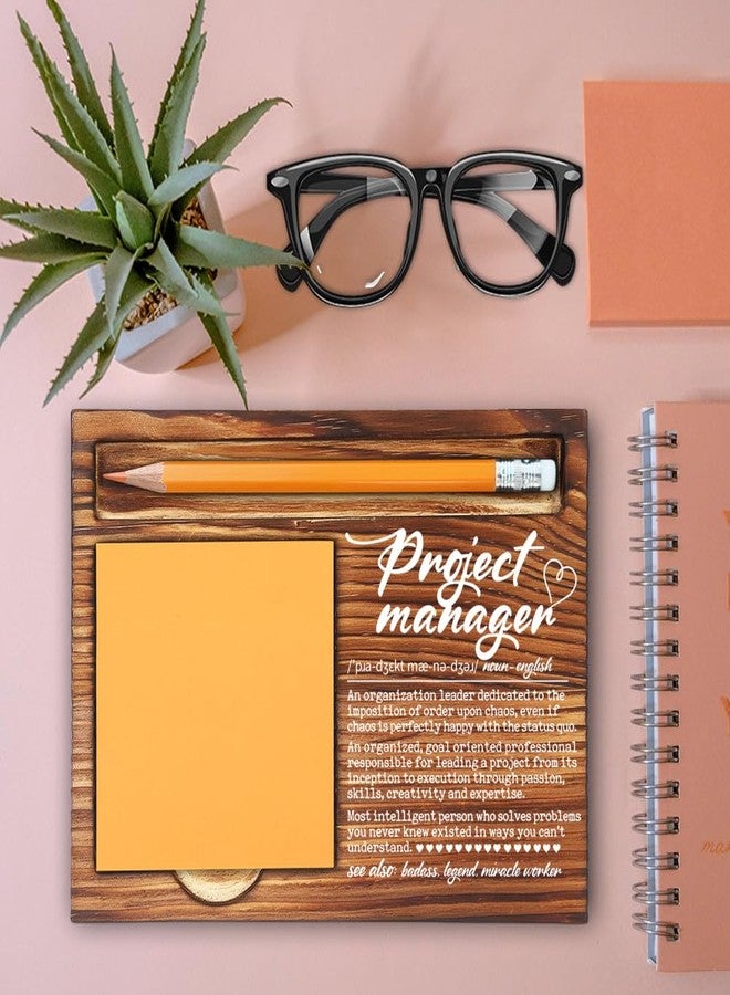 MFOMFO Thank You Appreciation Gifts for Project Manager Leader, Going Away Gift Retirement Gift for Project Manager PM Boss Team Lead, Farmhouse Wood Motivational Self-Stick Note Pad Holders-LBB137 - Image 2