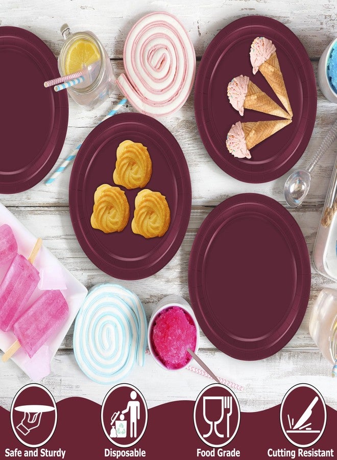 QZYL 50 Pieces Paper Plates, 7" Burgundy Bulk Dessert Plates, Disposable Plates Party Supplies, Round Small Paper Plates, Burgundy Party Decorations for Bridal Dinner Holiday Travel Valentine's Day - Image 3