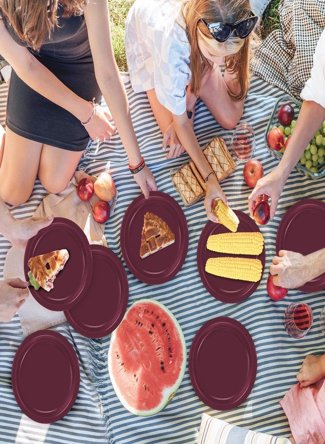 QZYL 50 Pieces Paper Plates, 7" Burgundy Bulk Dessert Plates, Disposable Plates Party Supplies, Round Small Paper Plates, Burgundy Party Decorations for Bridal Dinner Holiday Travel Valentine's Day - Image 5