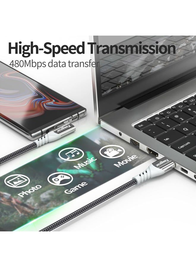 Fasgear 10ft USB C to USB A Cable 2 Pack Long 3A Fast Charging Type C Charger Cord Braided Right Angle Data Sync Compatible for PS5 Controller/Sam-Sung A34/Galaxy S23 Note 10/Moto G/TCL 30 SE - Image 5