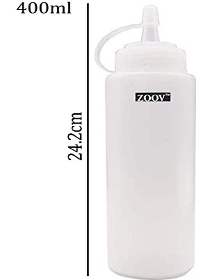 ZOOV Squeeze Sauce Condiment Bottles and Caps Dispensers for Ketchup Mustard Mayo Hot Sauces Olive Oil BPA Free BBQ 400ml Pack of 4pcs - Image 3